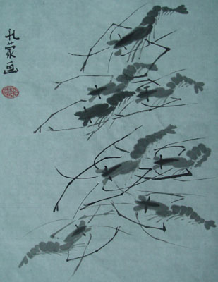 国画《虾》