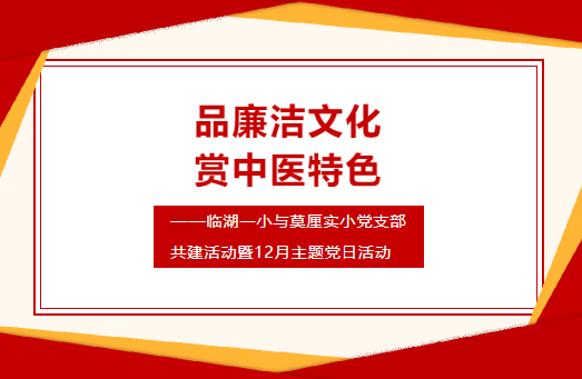 【党建引领】品廉洁文化，赏中医特色——临湖一小与莫厘实小党支部共建活动暨12月主题党日活动