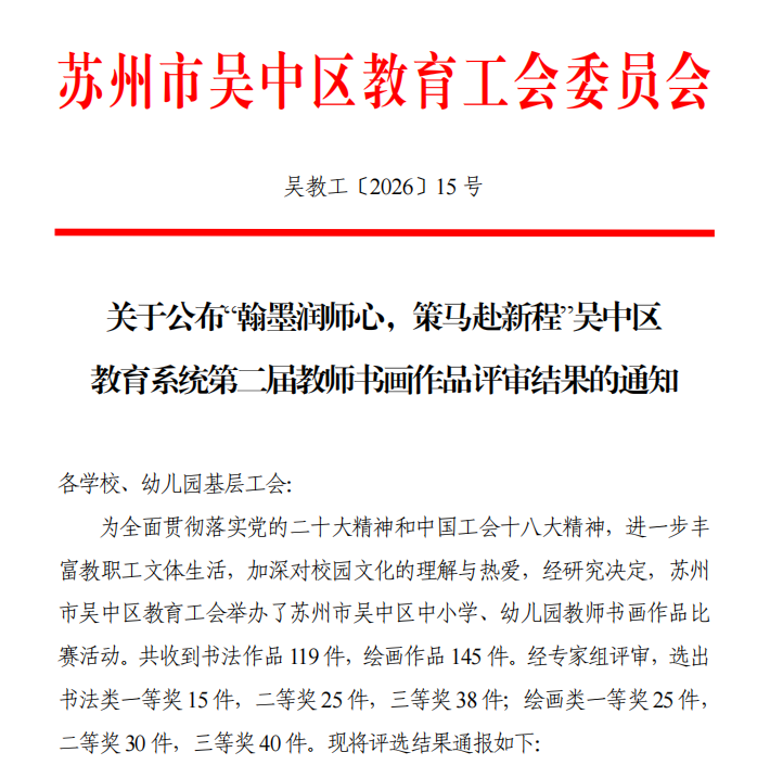 我校教师在区教育工会组织的书画作品评审中荣获两个一等奖
